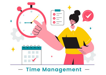 time management with clock controls and task vector image