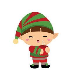 Cute christmas elf clipart vector