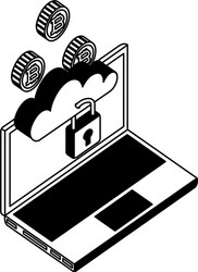 laptop with cloud computing and bitcoins vector image