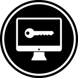 monitor and key round glyph icon computer vector image
