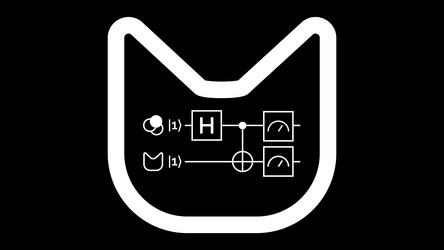 schroedingers cat experiment icon with quantum vector