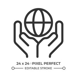 earth globe in hands line ui icon vector image