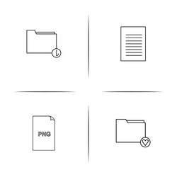 files and folders sign simple linear icons set vector image