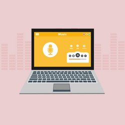 media player application app template with flat vector image