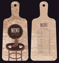 menu for the cafe in form cutting board vector