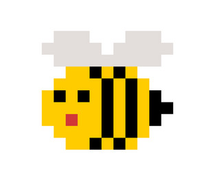 Pixel bee image for game assets vector