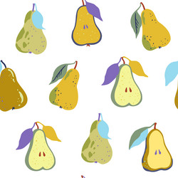 seamless pattern with pears and half vector image