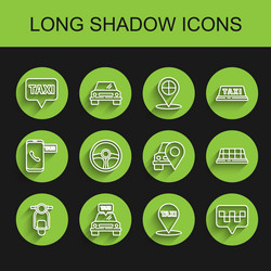 set line scooter taxi car map pointer vector image