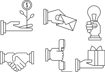 set of simple business icons in linear vector image
