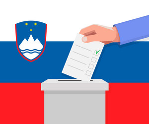 slovenia election concept hand puts vote bulletin vector