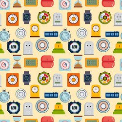 Timer clocks seamless pattern vector