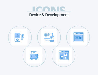 Device and development blue icon pack 5 vector