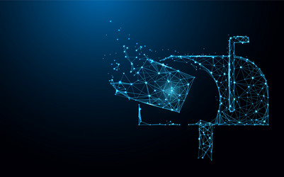 mailbox with flying mail form lines and particle vector image