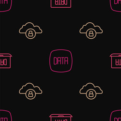 set line data analysis cloud computing lock vector image