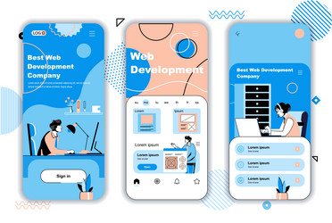 Web Development Onboarding Screens vector image