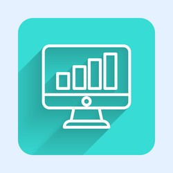 white line computer monitor with graph chart icon vector image