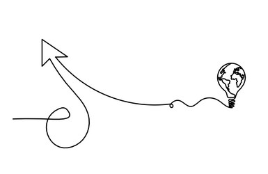 abstract continuous lines arrows and light bulb vector image
