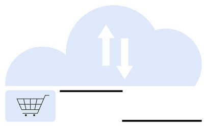 cloud-based e-commerce data transfer with shopping vector image