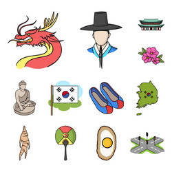 Country south korea cartoon icons in set vector