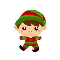 Cute christmas elf clipart vector