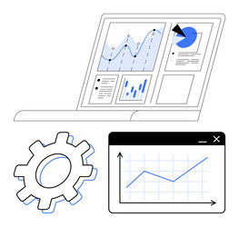 data analytics tools with charts and graphs vector image