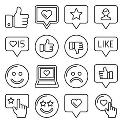 feedback and like icons set line style vector