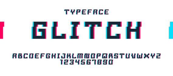 glitch noisy geometric font in analog style vector image