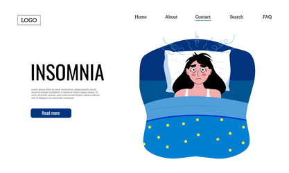 insomnia landing web page template with awake vector