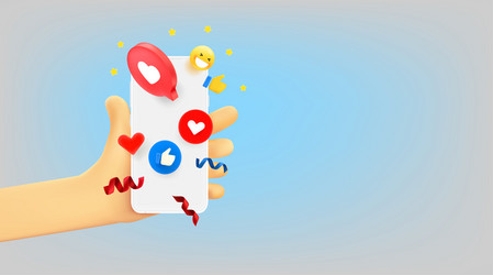 man using social mobile application 3d banner vector image