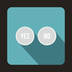 white yes and no buttons icon flat style vector image