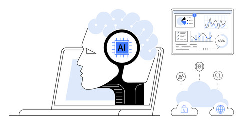 artificial intelligence and data analysis concept vector image