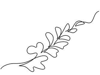 branch with leaves logo continuous one line art vector image