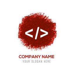 code icon - red watercolor circle splash vector image
