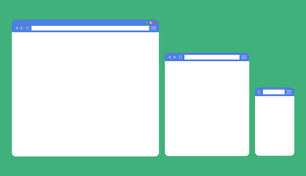 Flat blank browser window on different devices vector