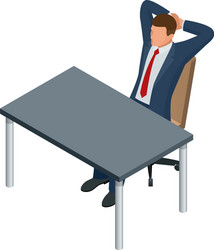 Isometric businessman isolated on write creating vector