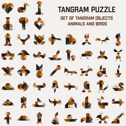 set of tangram puzzle leaf with different schemas vector image