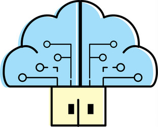 Brain cloud data with circuits and door connection vector