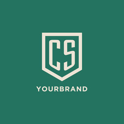 cs initial logo monogram shield geometric shape vector image