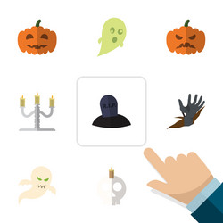 flat icon celebrate set of pumpkin candlestick vector image