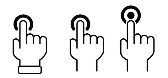 hand cursor click touch here button pointing vector image