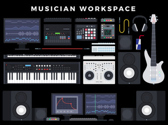 home audio studio computer music sound station vector