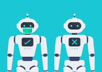 no entry without face mask android robot model vector image