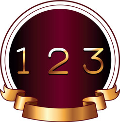 one two and three numbers on round label vector image