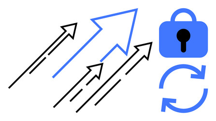 progress arrows with security and refresh symbols vector image