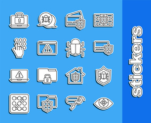 set line eye scan system bug credit card vector image