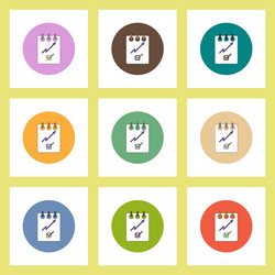 flat icons set of progress statistics and notebook vector image