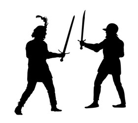 knights in armor with sword fight battle Vector Image