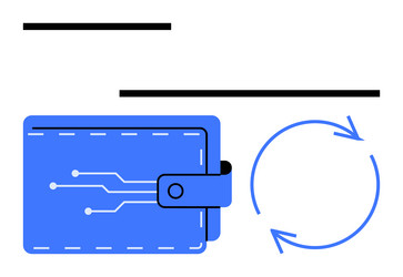 digital wallet with circuit design and circular vector image