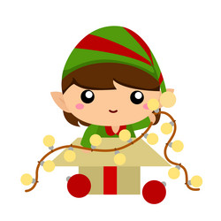 Kids christmas elf clipart vector