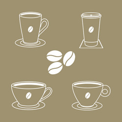 Set of coffee cups icons vector